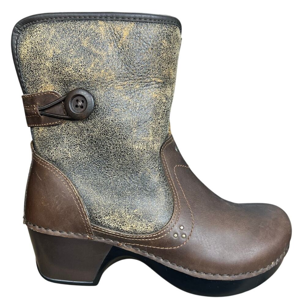 Dansko Stormy Brown Leather Shearling Cuffed Ankle Boot Size 38 US 7.5/8